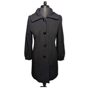 George Black Button Down Wool Blend Coat Size Medium